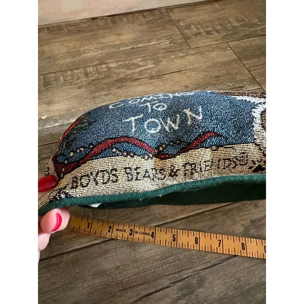 1996 Boyd's Bears Friends Tapestry He's Coming to Town Santa Bear Pillow 11 X 8